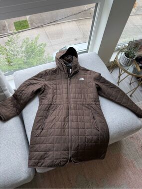 The North Face Brown Quilted Hooded Puffer Coat